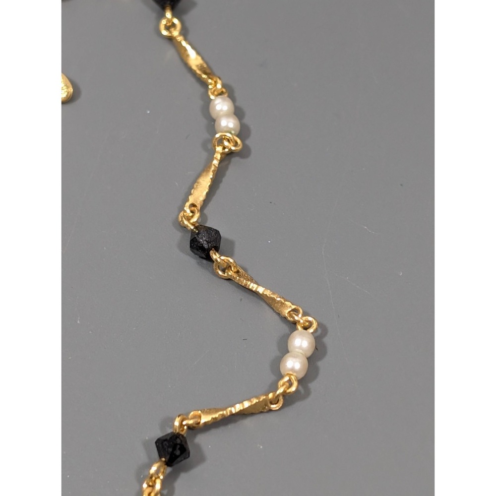Premier Designs Little Jazz Gold Tone Twist Bar Black White Necklace 20" View 5